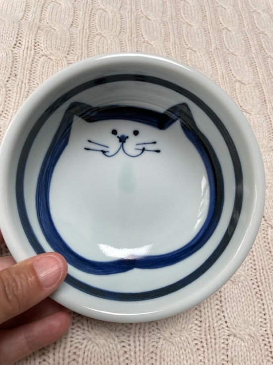 Japan Other - Ceramic Cat Face Pet Bowls set of 2 food/water- Cobalt Blue and White Japanese